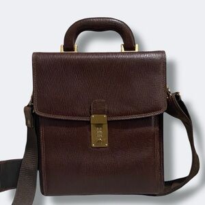 Vintage Bally Leather Lock Briefcase Crossbody Bag Circa Late 60s Early 70s